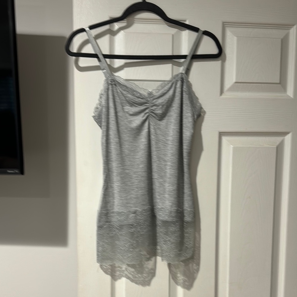 White house black market Gray Asymmetrical Tie Front Camisole size s